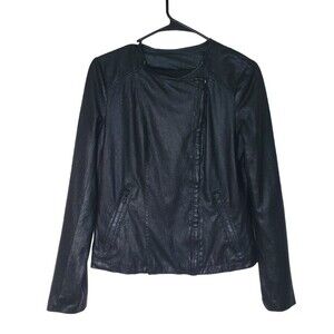 GAP Faux Leather Moto Jacket Black Asymmetrical Zip Women’s Size XS